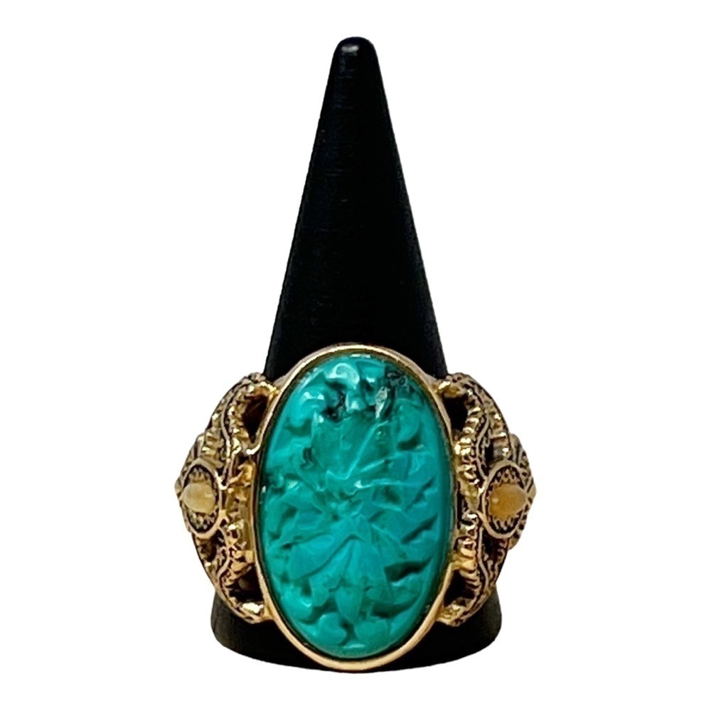Vintage Barse Sterling Silver Yellow Gold Overlay Band Ring Oval Bezel Set